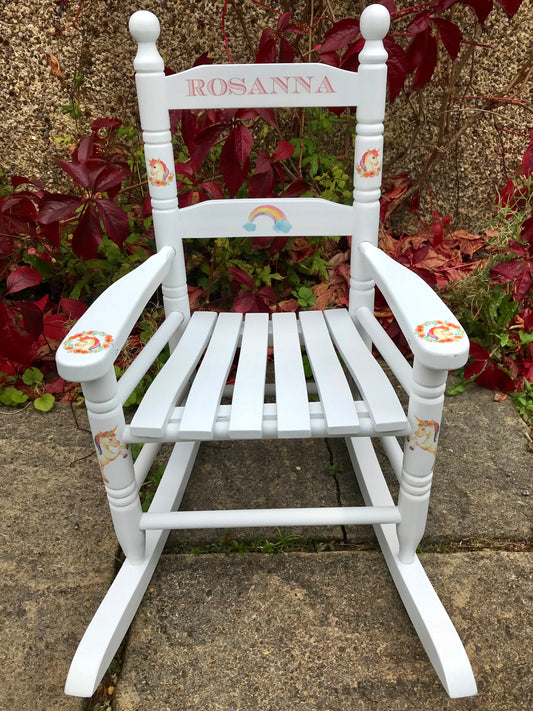 Personalised children's rocking chair - Unicorn theme - made to order