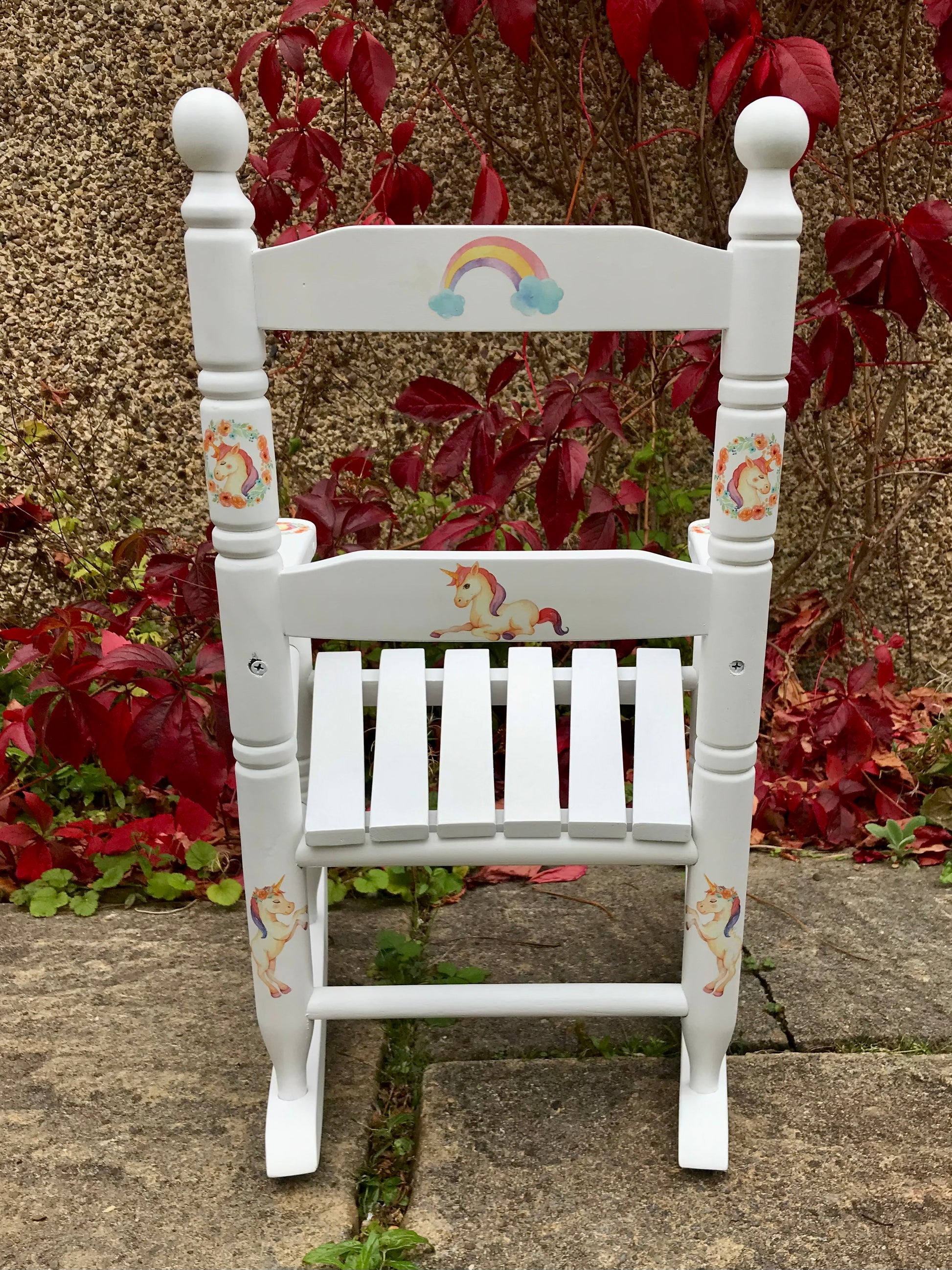 Personalised children's rocking chair - Unicorn theme - made to order