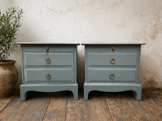 Pair of vintage Stag Minstrel bedside cabinets available for painting to order - price includes painting