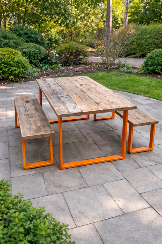 Rustic industrial dining tables and benches / garden tables  - made to order
