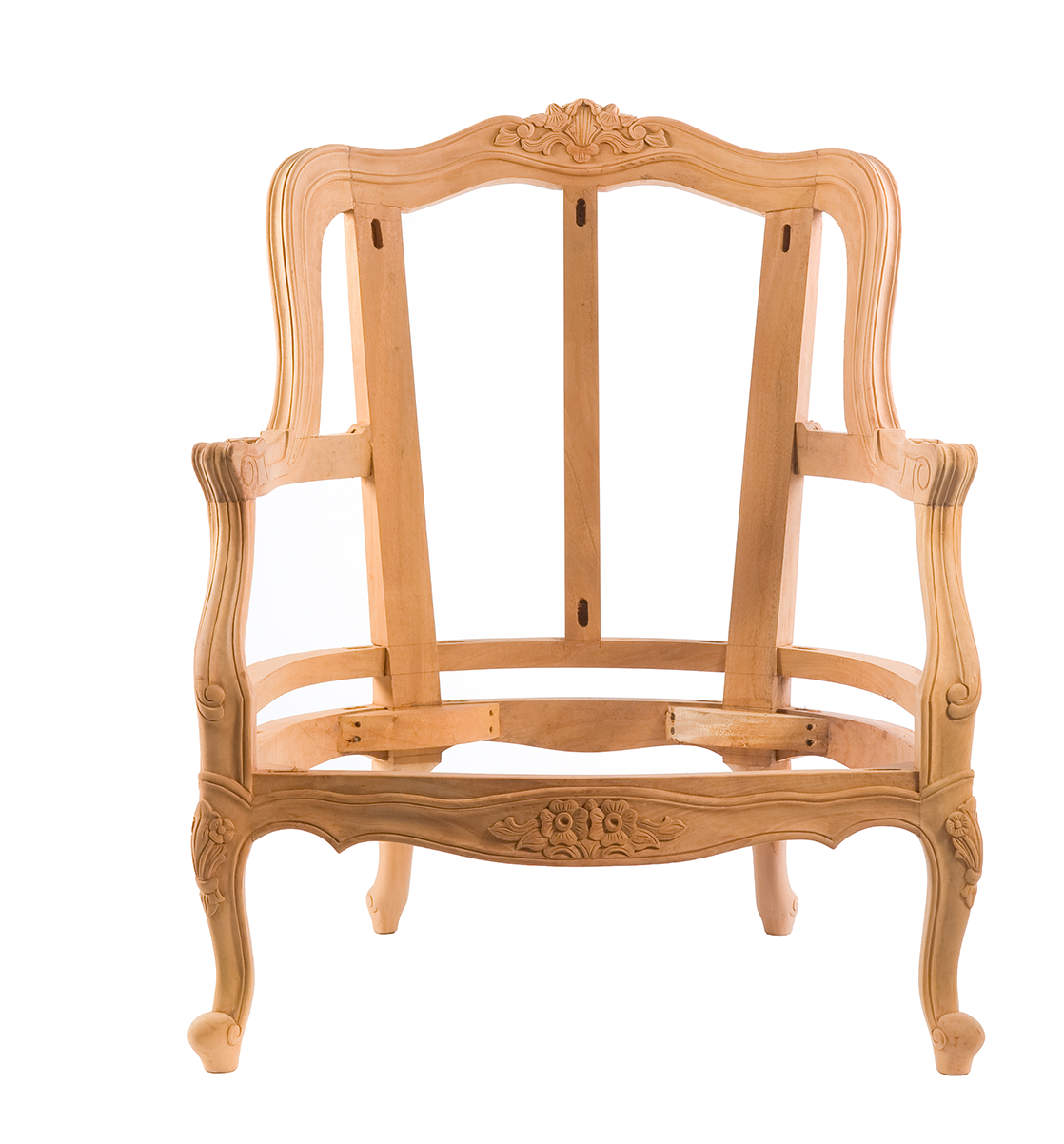 New Reproduction carved traditional mahogany armchair available for reupholstery and painting your choice of colour - Louis Salon Armchair
