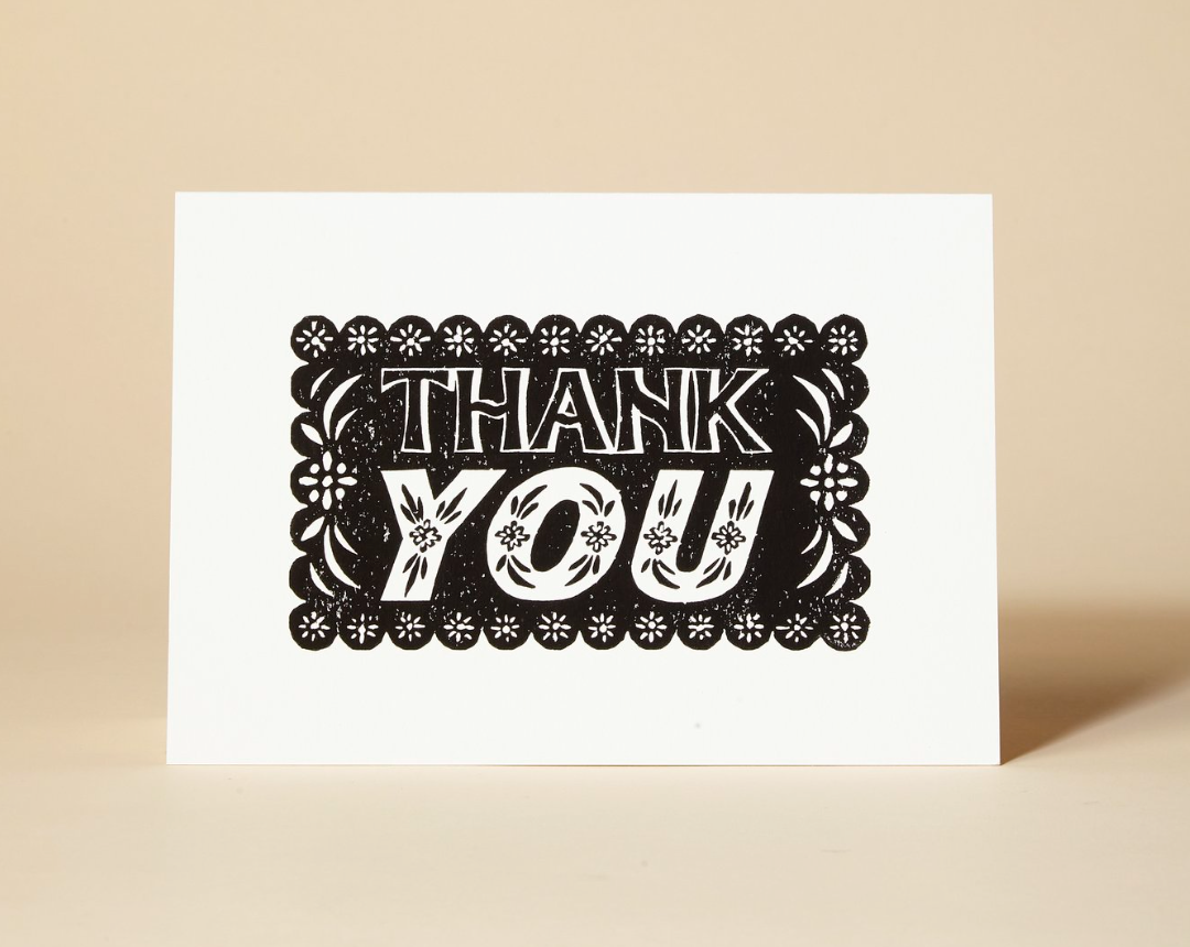 Thank You Linocut greeting card