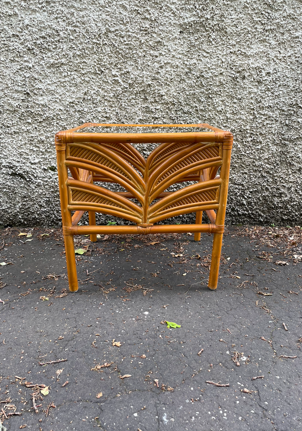 Pair of vintage 1970's rattan boho coffee / side tables / bedside tables