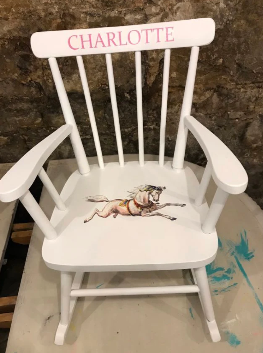 Children's personalised vintage wooden chair with your child's