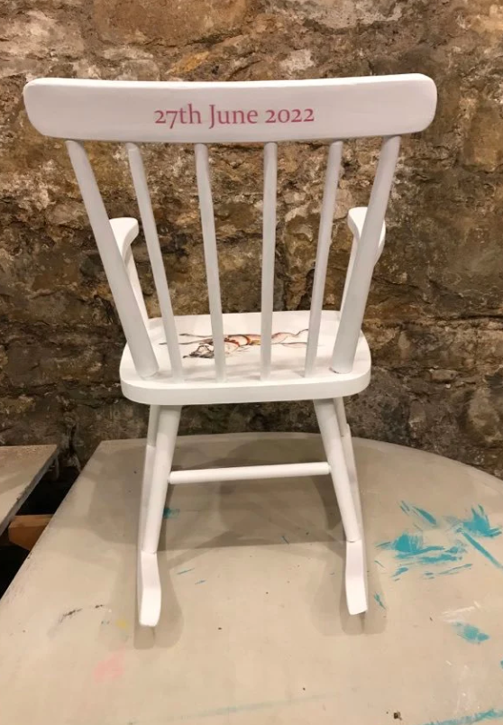 Children's personalised vintage wooden chair with your child's name upcycled and custom made to order - vintage circus horse theme.