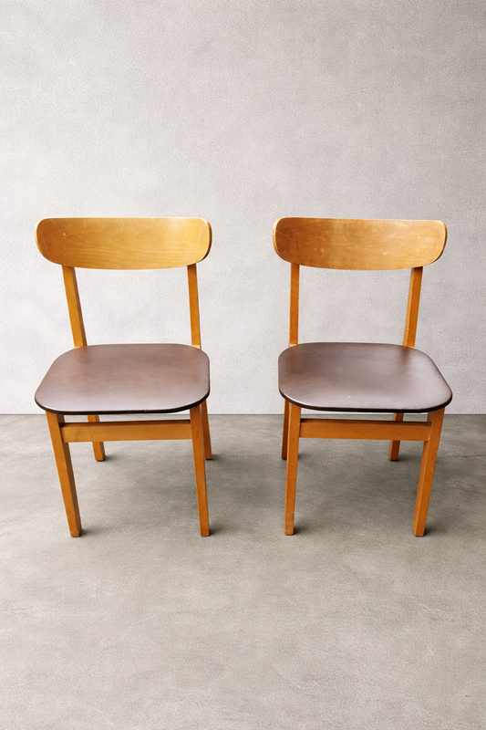 Set of 2 vintage mid century dining chairs available for painting and reupholstery