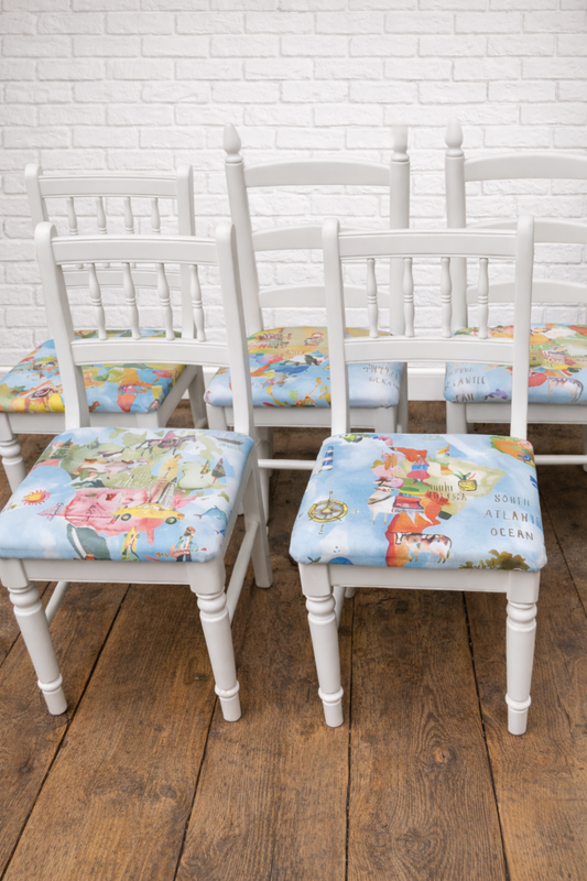 Set of 5 vintage dining chairs available for reupholstery and painting your choice of colour