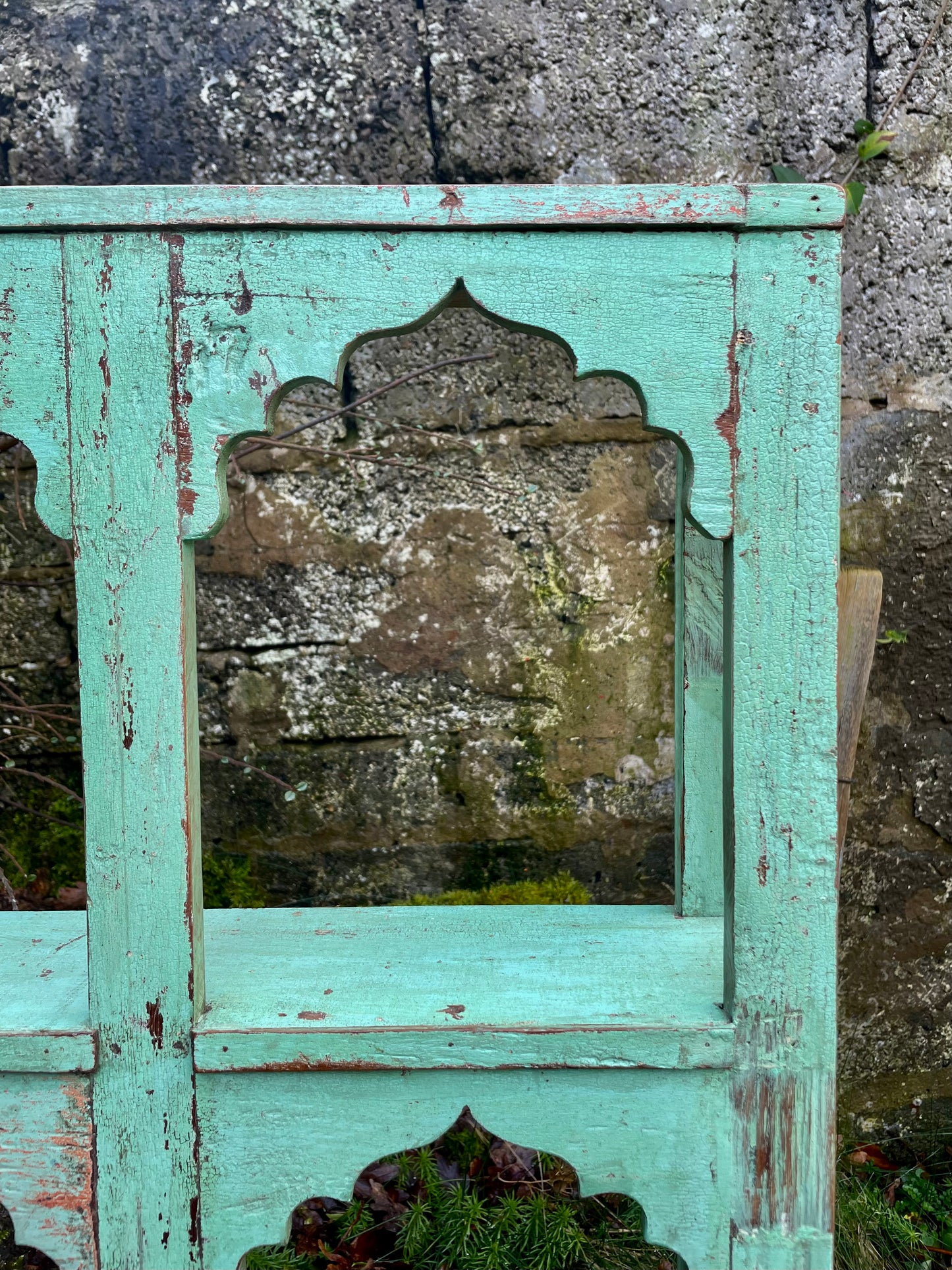 Stunning antique Indian wall shelf with original paintwork and lovely patina