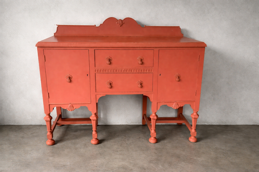 Vintage sideboard painted in deep saffron