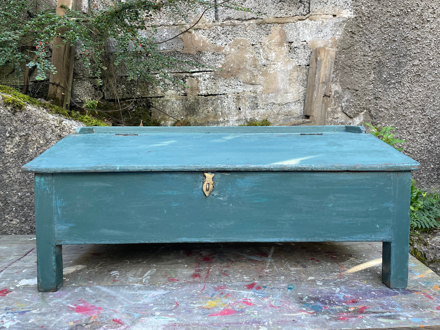 Vintage antique painted storage box / trunk