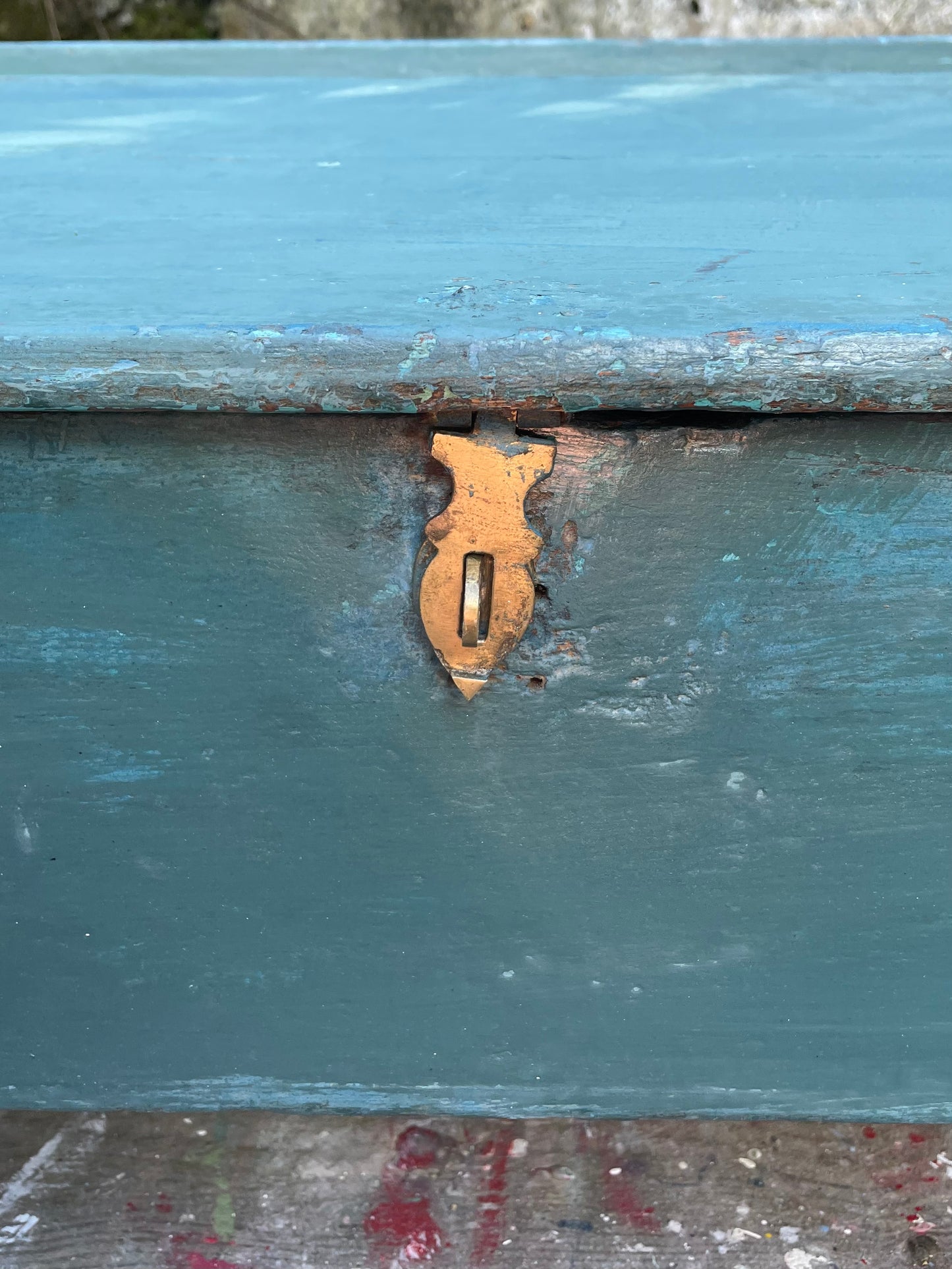 Vintage antique painted storage box / trunk