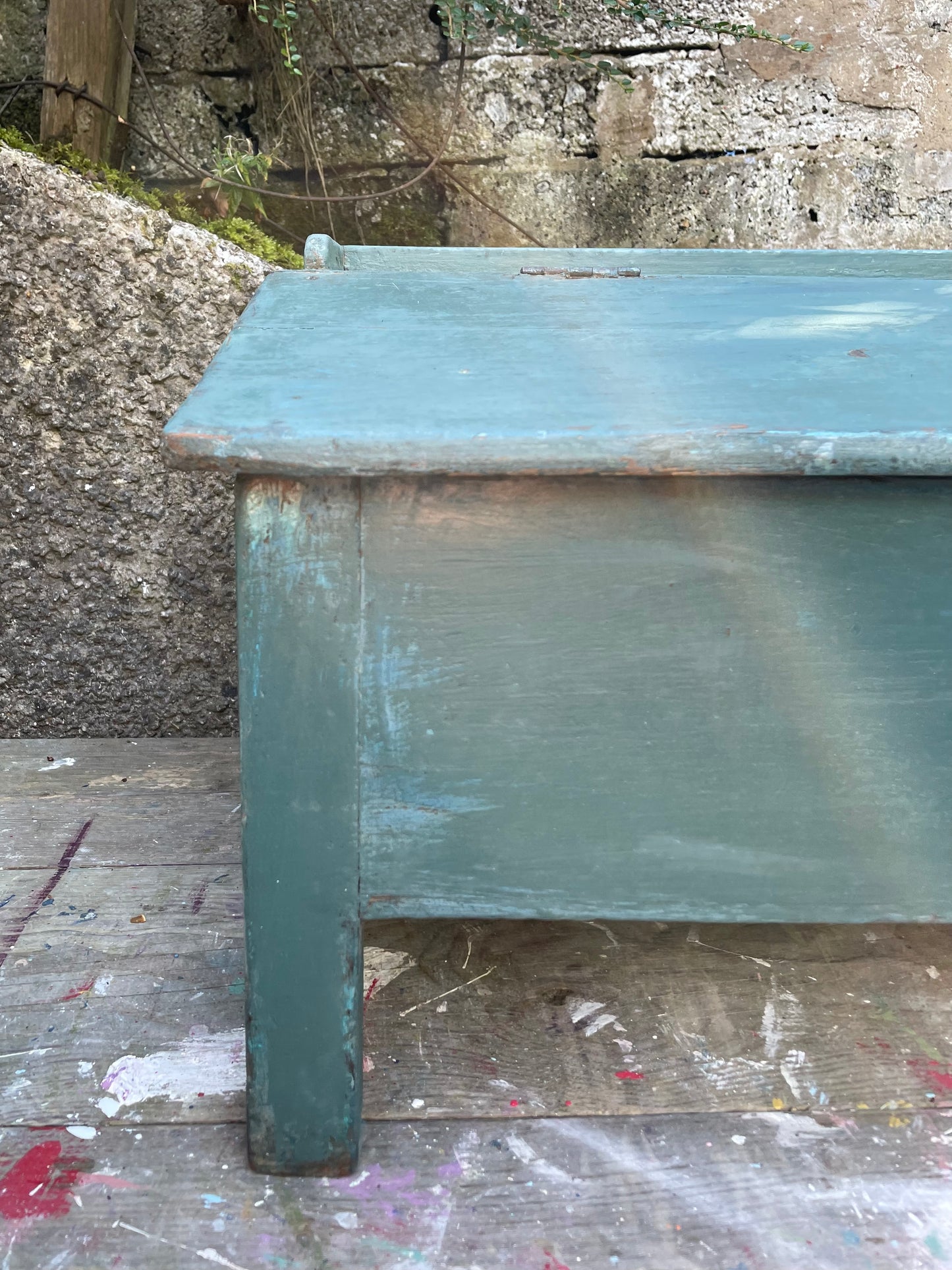 Vintage antique painted storage box / trunk