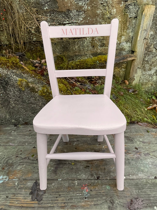 Vintage children's personalised wooden school chair or rocking chair with your child's name or initials made to order