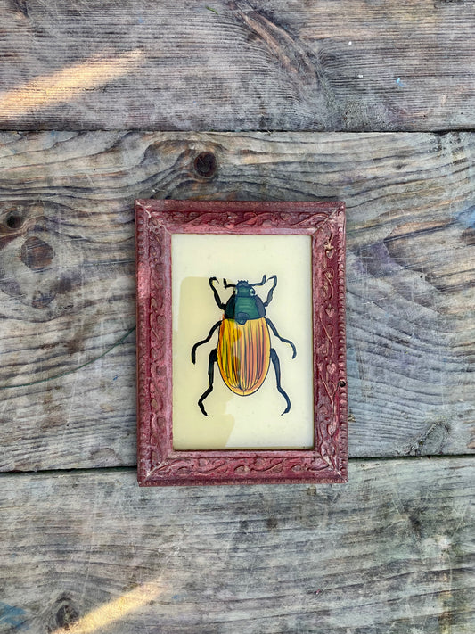 Vintage glass painting of a beetle in a beautiful original frame (Copy)