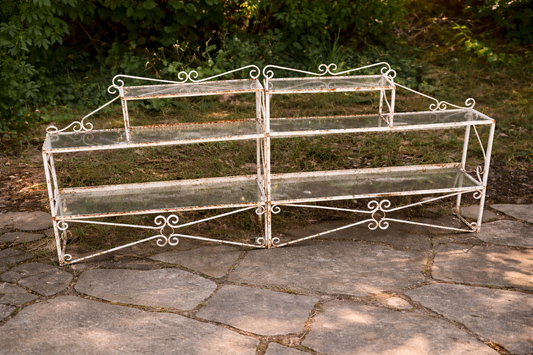 Vintage metal and glass ornate plant stand