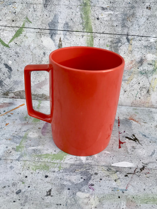 Vintage orange Melaware plastic camping mug