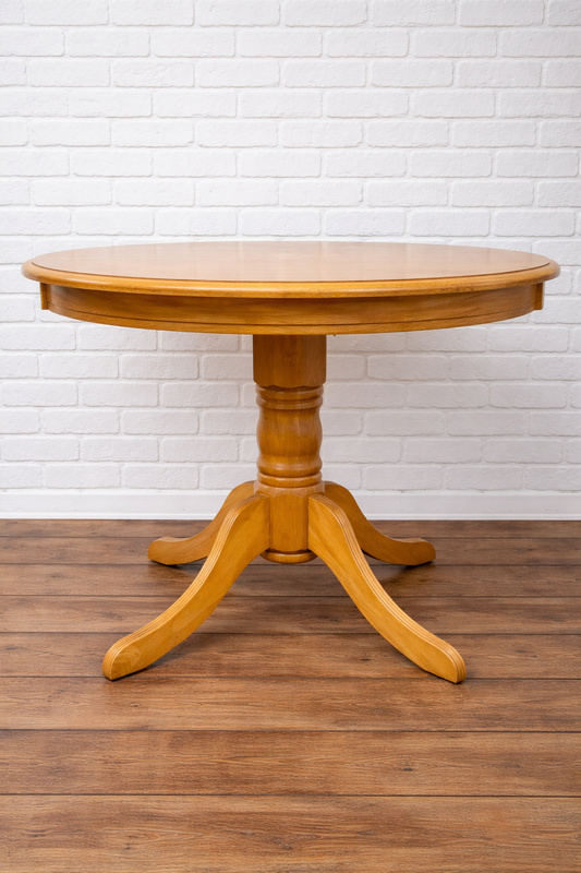 Vintage round 4 seater oak veneer pedestal dining table - to have it painted please contact me to discuss what you would like.