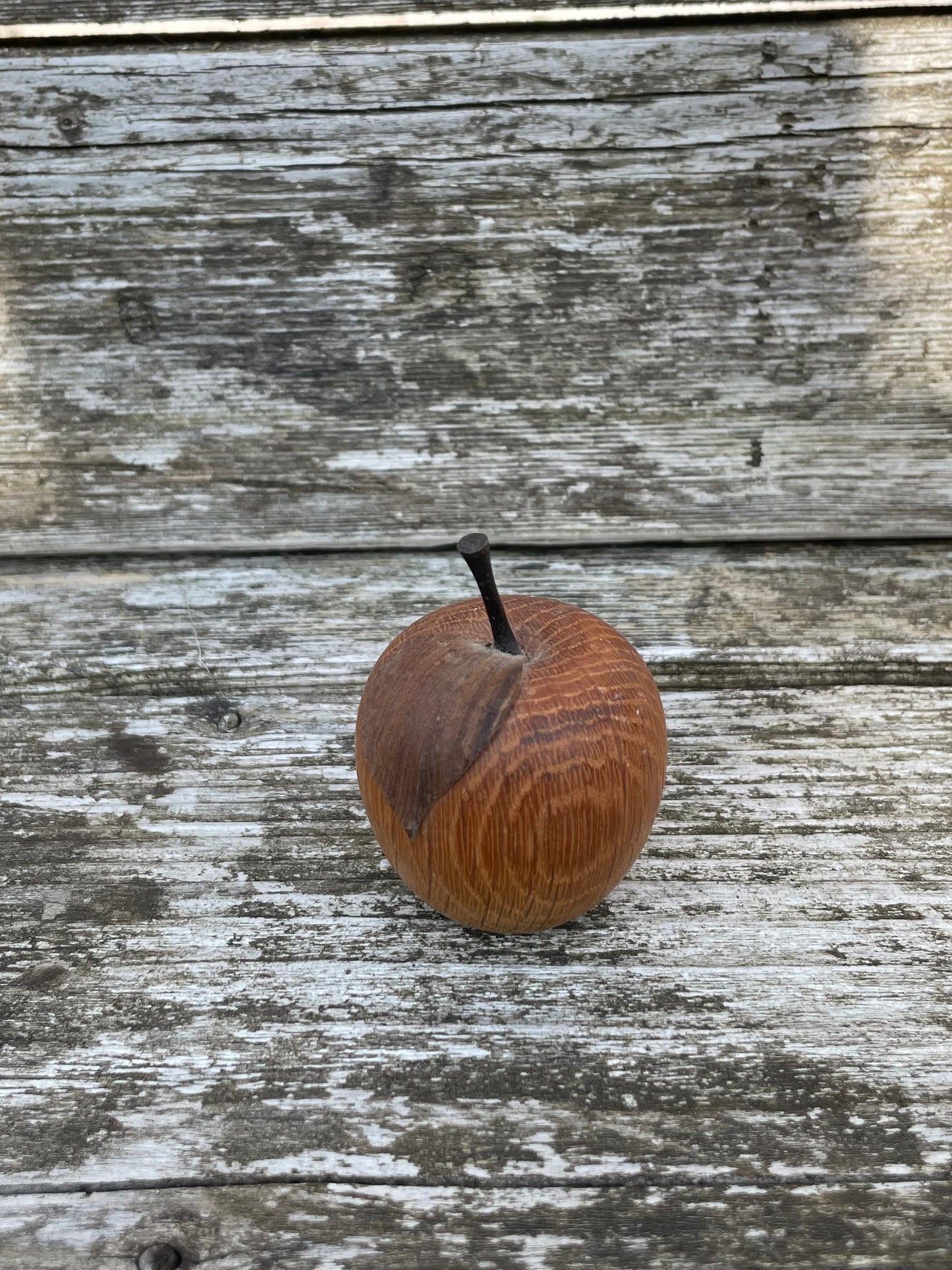Vintage turned wooden apple ornament