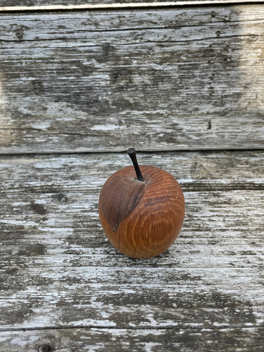 Vintage turned wooden apple ornament