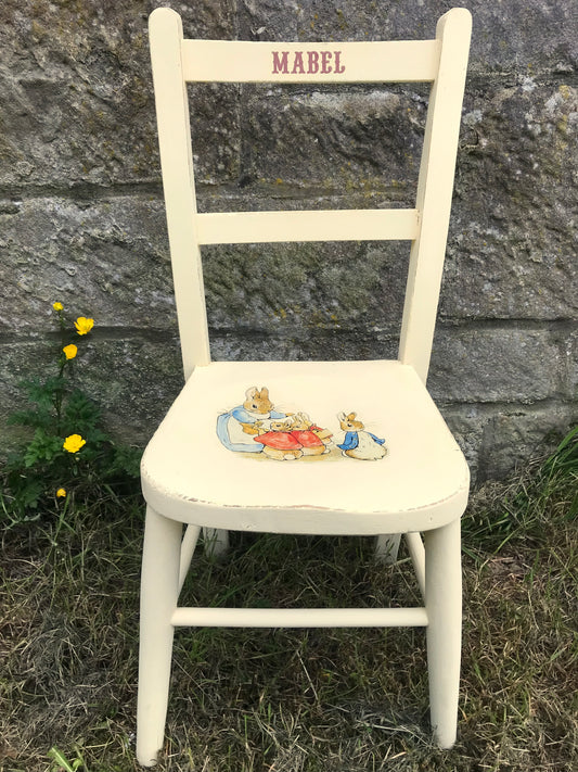 Commission for Zani - personalised children's school chair with Beatrix Potter theme