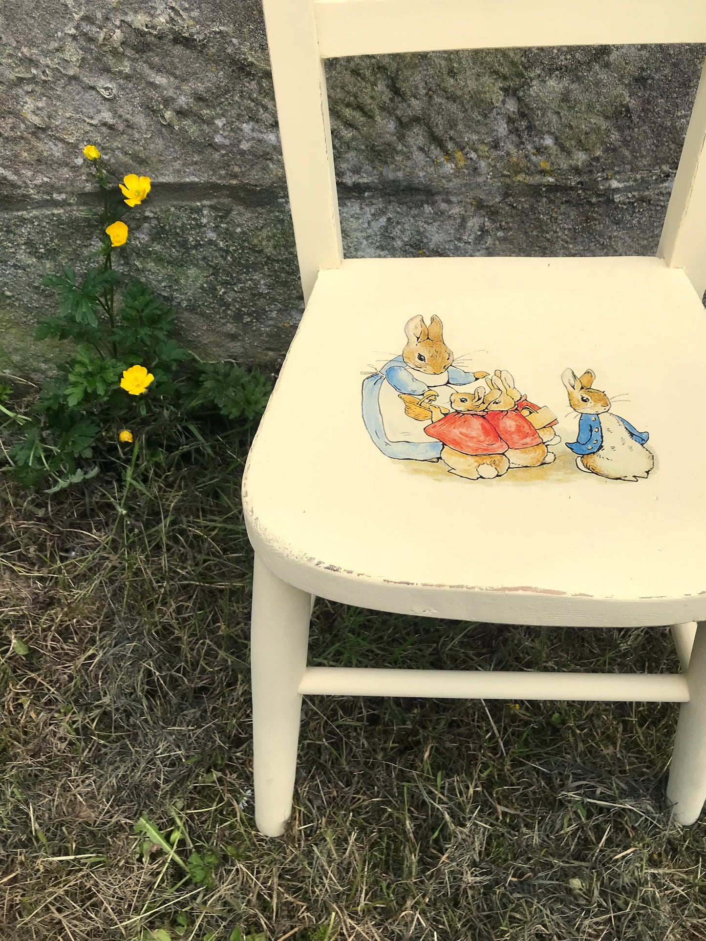 Children's personalised upcycled  wooden school chair - Beatrix Potter theme