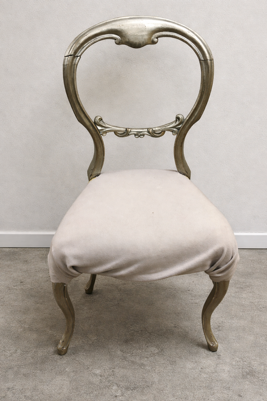 Vintage bedroom chair available for reupholstery and painting your choice of colour. Price includes upholstery and painting