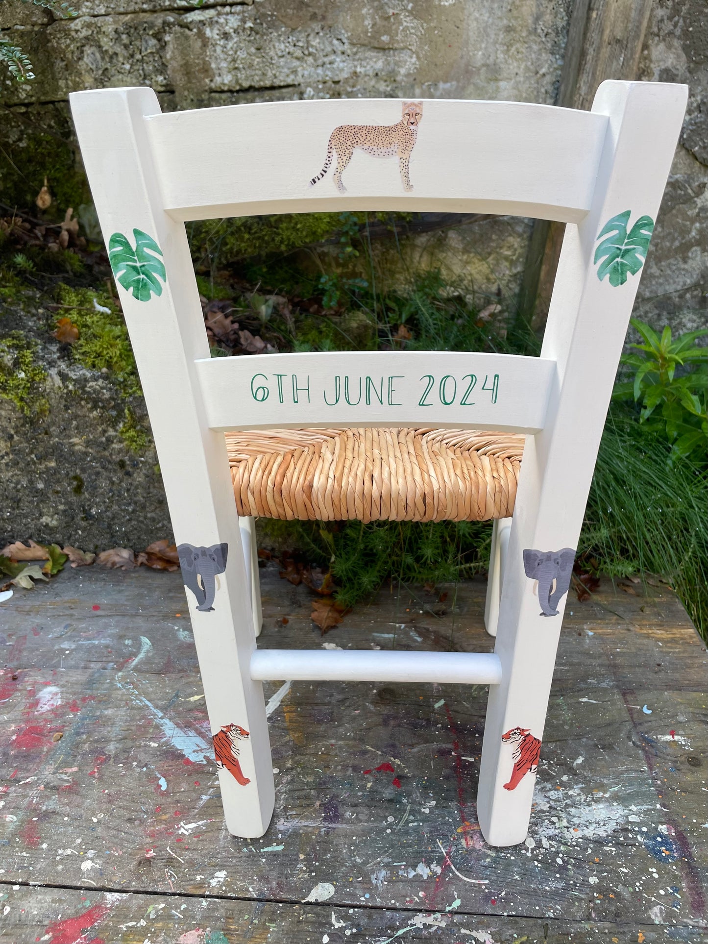 Personalised decoupaged children's chair -  Flamingo Friends theme - made to order