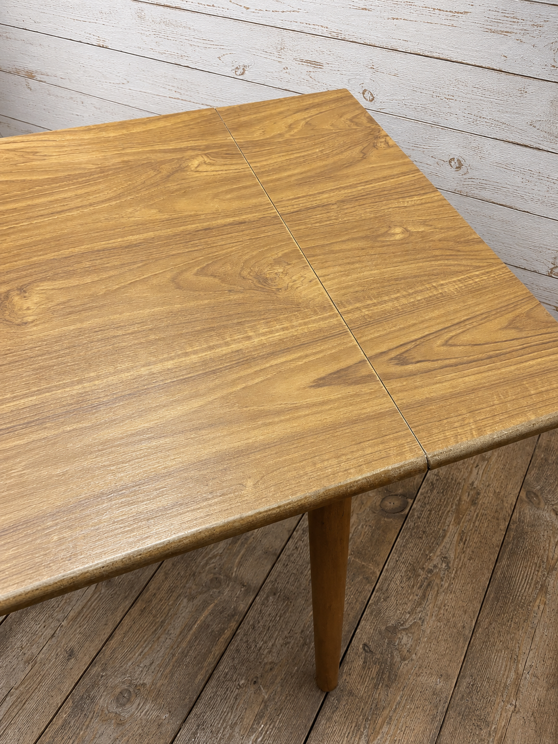 Mid century drop leaf veneer dining table