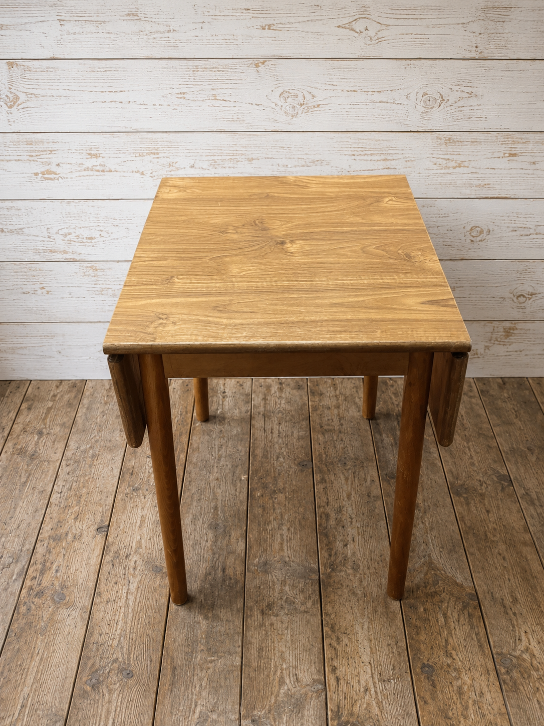 Mid century drop leaf veneer dining table