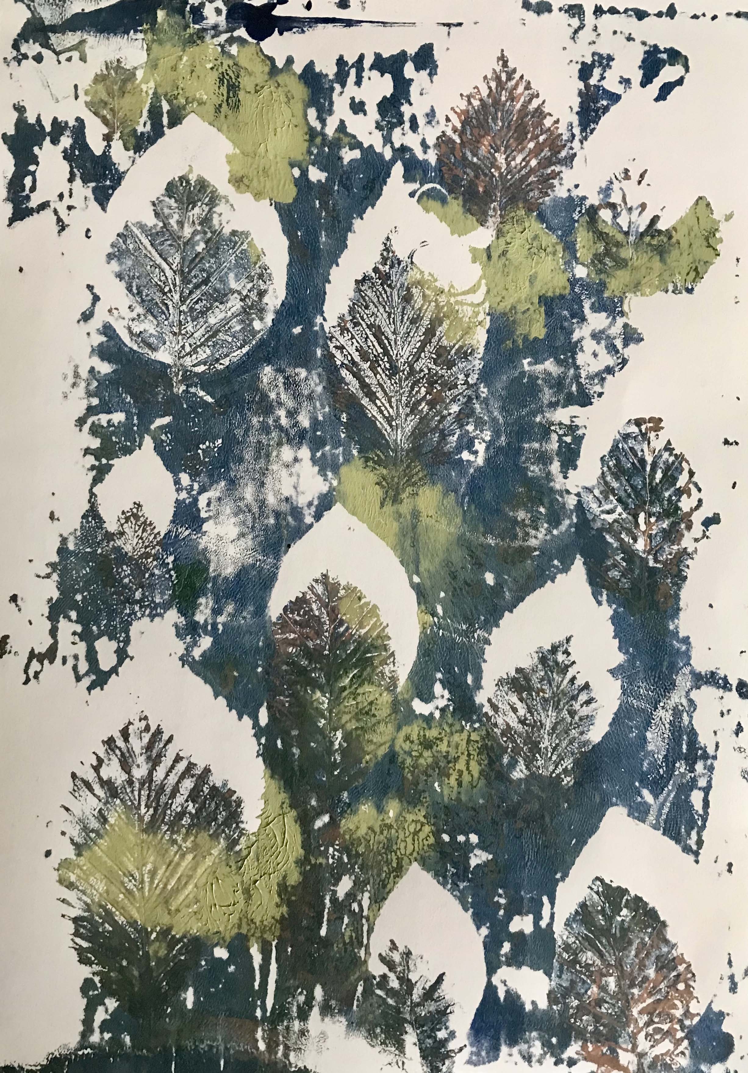 Emily Rethwill Prints Original Botanical Acrylic Monoprint - Leaves 1 – Emily Rose Vintage