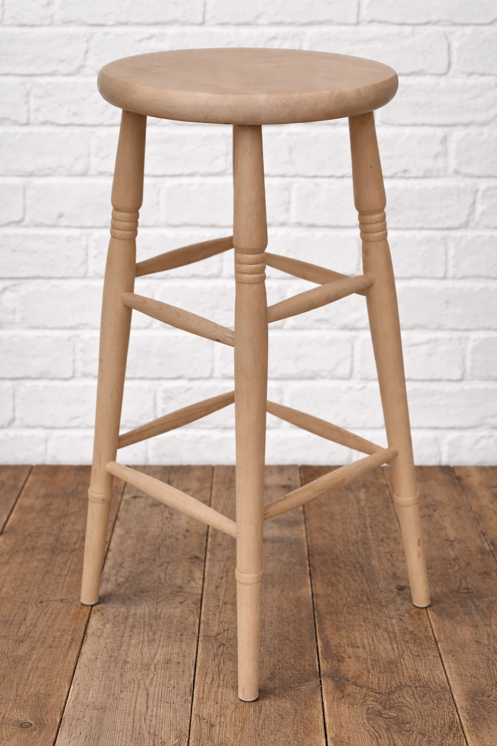 New solid beech traditional high bar stool. Can also be antique waxed or painted