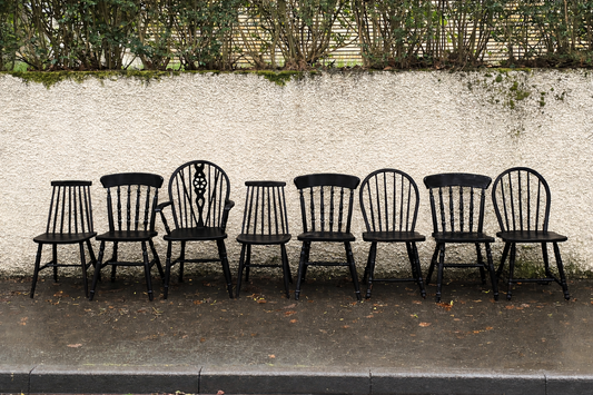Commission for Catherine - 8 x mismatched dining chairs in black