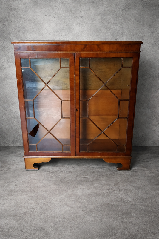 Vintage glass fronted book case available for painting