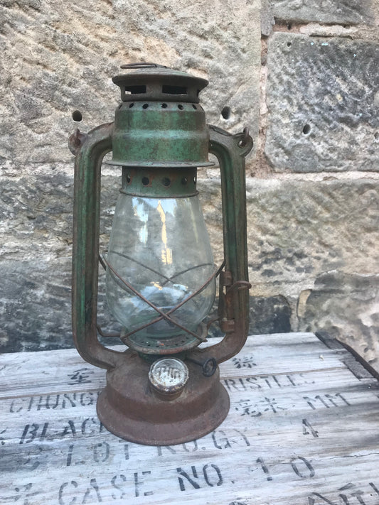Vintage green metal lantern