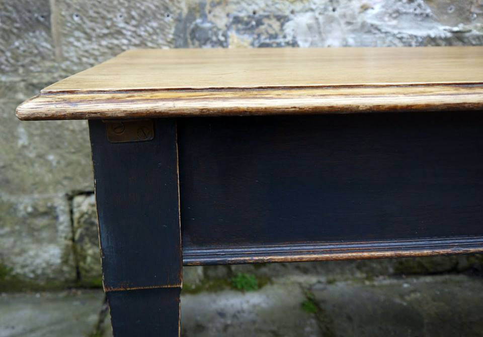  refurbished vintage farmhouse dining table and chairs In Autentico chalk Paint Nearly Black