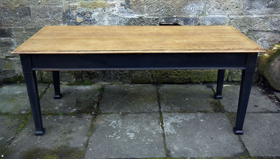  refurbished vintage farmhouse dining table and chairs In Autentico chalk Paint Nearly Black
