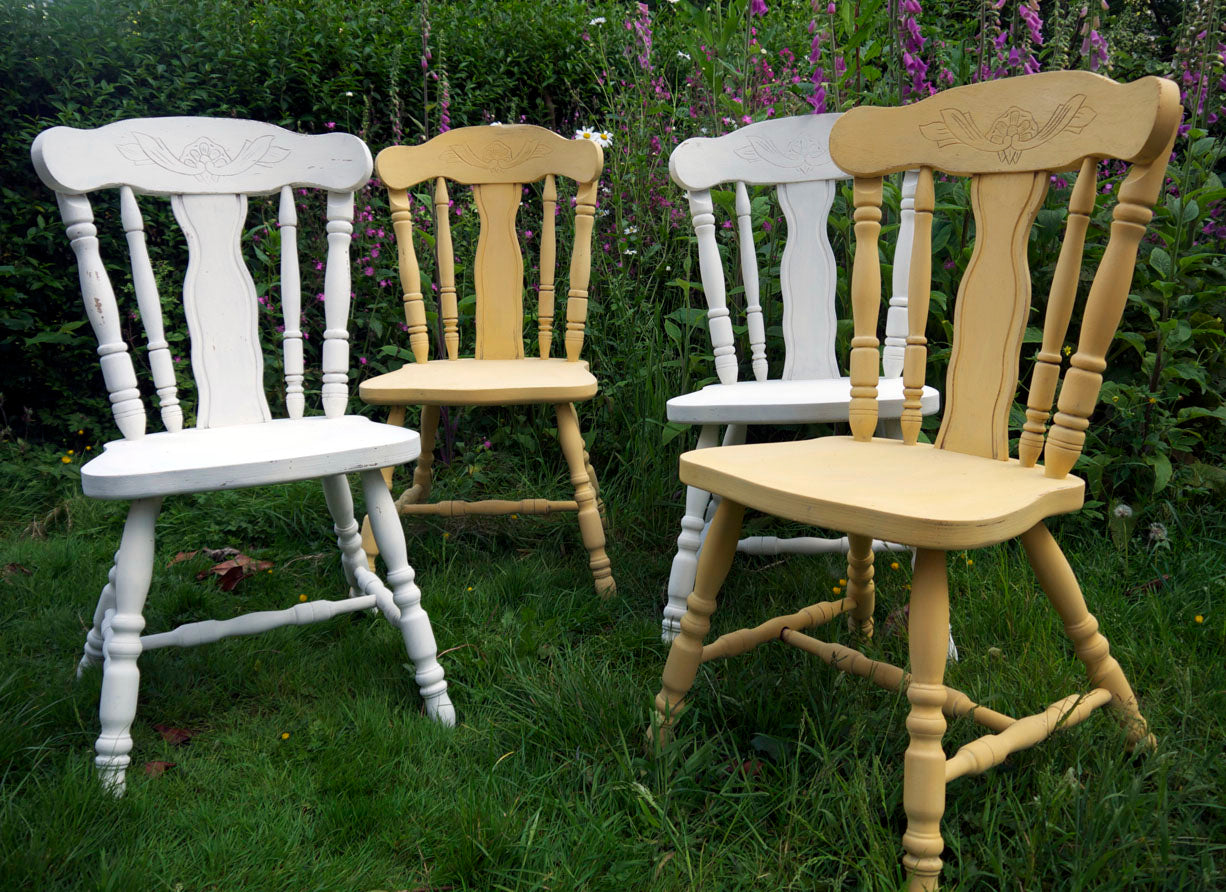 Vintage dining chairs painted to order in Milk Paint