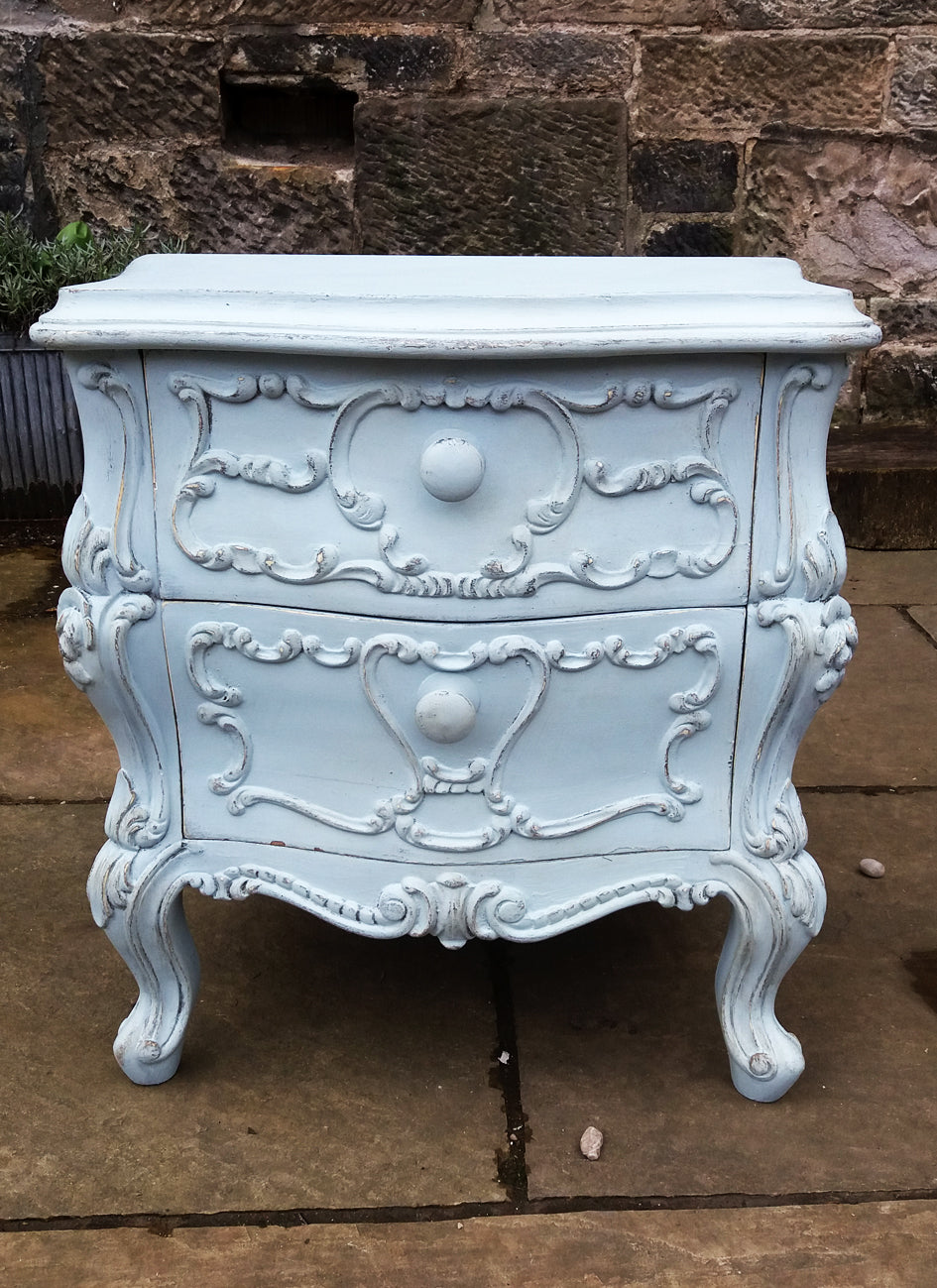 Little French bedside cabinet. Repainted in fusion mineral paint