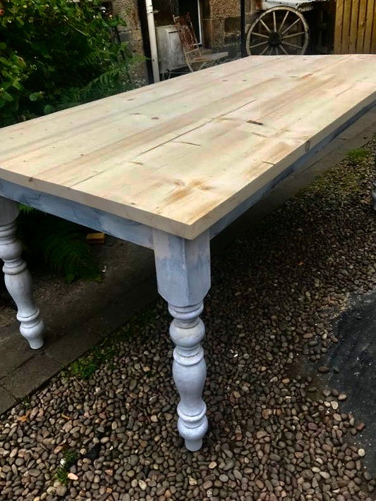 Commission pine farmhouse and scaffold board dining table for Kirsteen