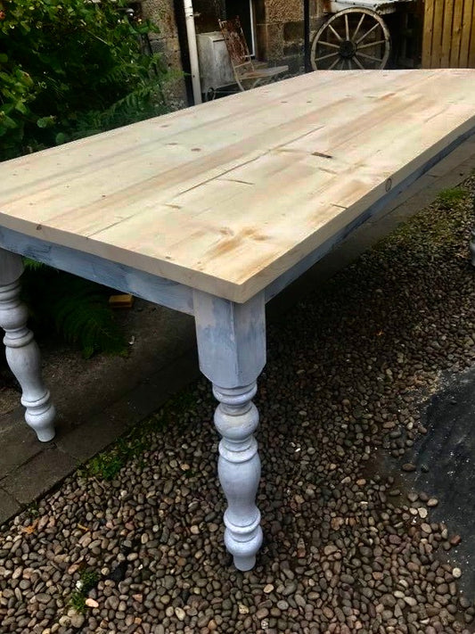 Hand made farmhouse scaffold board dining table