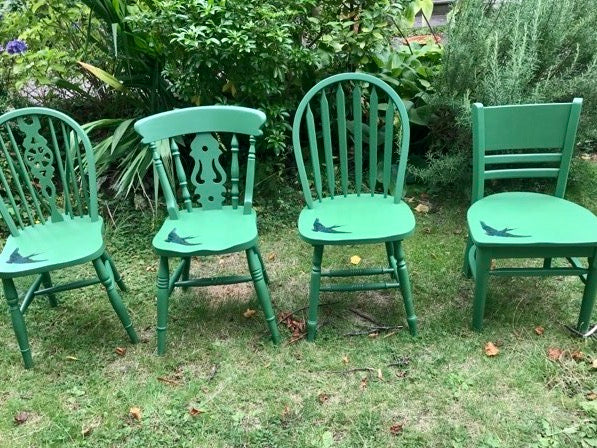 Mismatched vintage dining chair set with your choice of design - painted to order