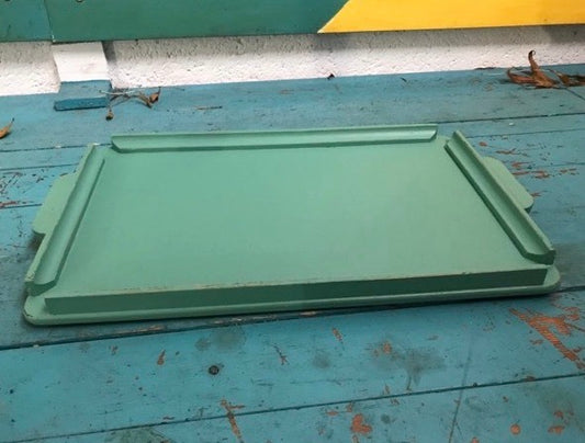 Solid wood serving tray hand painted in Guild Lane Verdigris