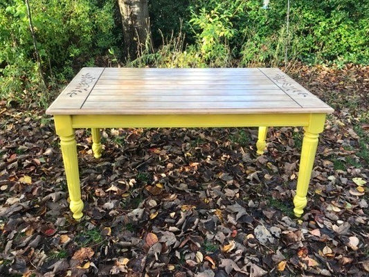 Refurbished folky carved dining table