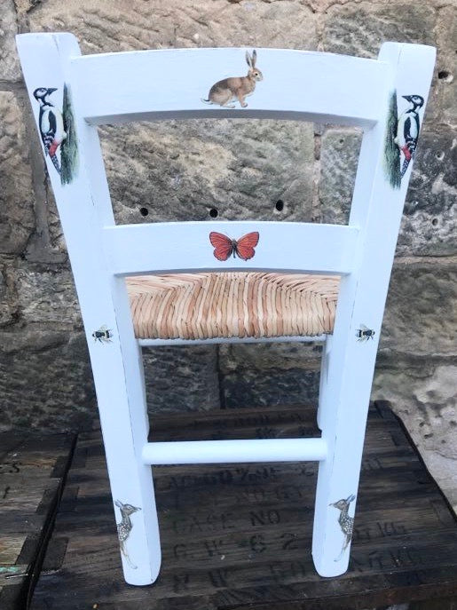 commission for Laura personalised child's rush seat chair