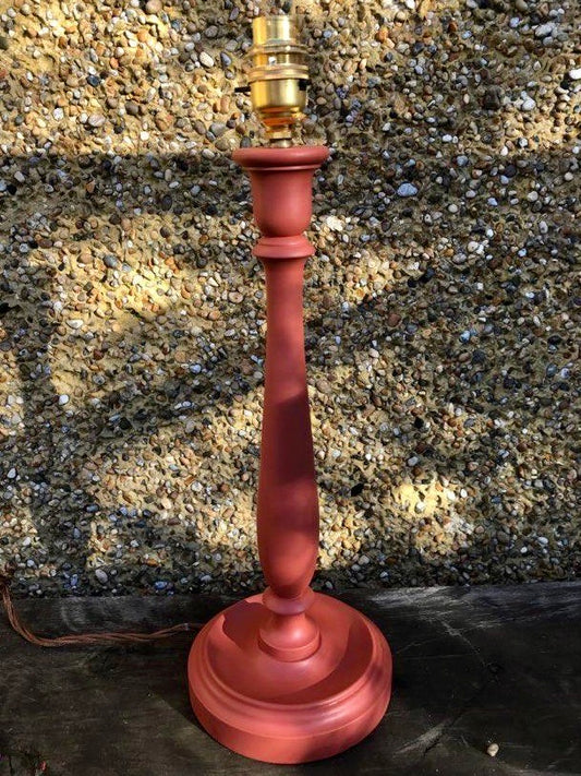 Vintage wooden lamp base painted in Deep Saffron