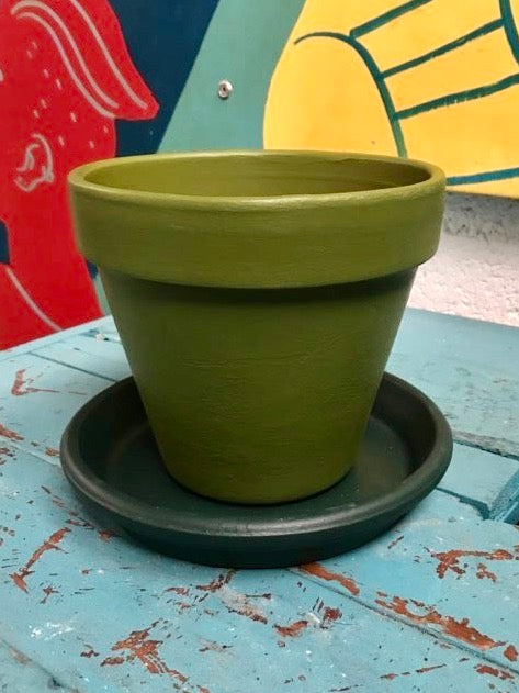 Hand painted terracotta plant pot