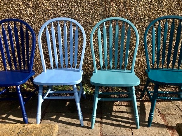 Antique blue outlet dining chairs