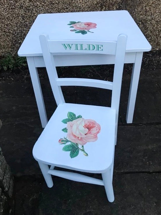 Children's tables - painted to order rose design