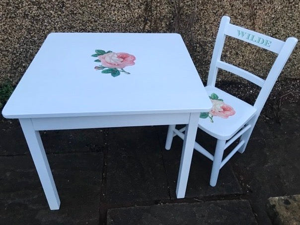 Children's tables - painted to order rose design