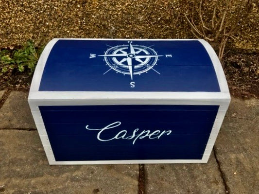 Personalised children's small toy chest -  Compass Theme
